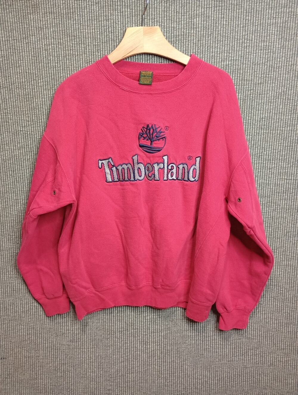 Timberland Sweatshirt Weathergear Crewneck Red Vintage 90s Mens L Large